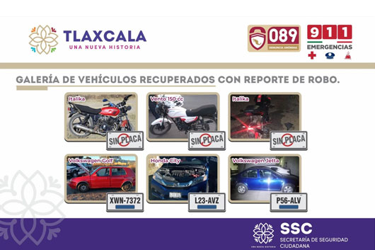 La SSC recupera este fin de semana seis unidades con reporte de robo vigente