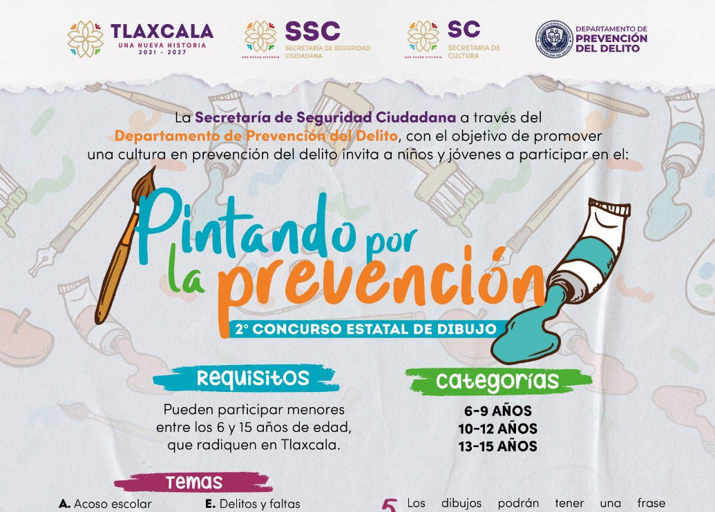 Convocan SC y SSC a concurso de pintura; buscan fortalecer la prevención de la violencia